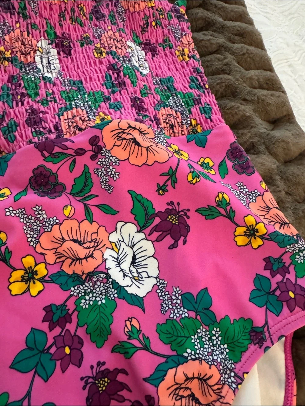 Girls Janie and Jack Pink Floral One-Piece Swimsuit